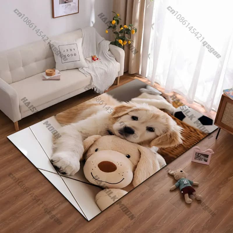Tappeto a forma di cane di peluche, tappetino da gioco per bambini, tappeto per yoga, decorazione per soggiorno, zerbino, tappeto per area giochi, tappetino da pavimento