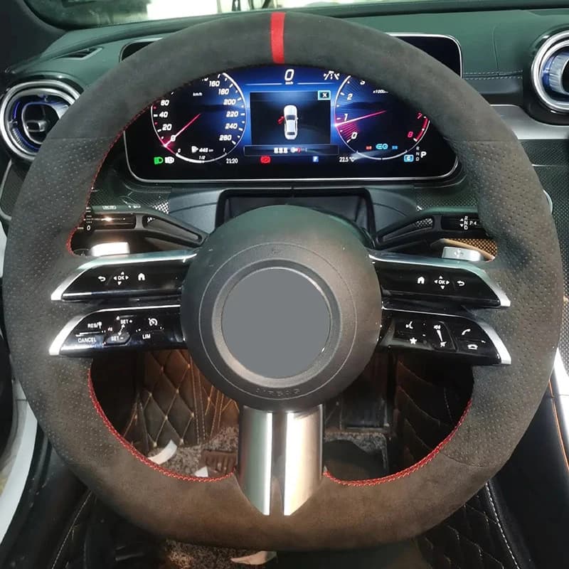 Coprivolante Auto Fai-da-Te in Pelle Scamosciata per Mercedes Benz AMG GT A35 A45 A45S C43 CLS53 E53 E63 EQE 43 53 SL43 SL55 SL63
