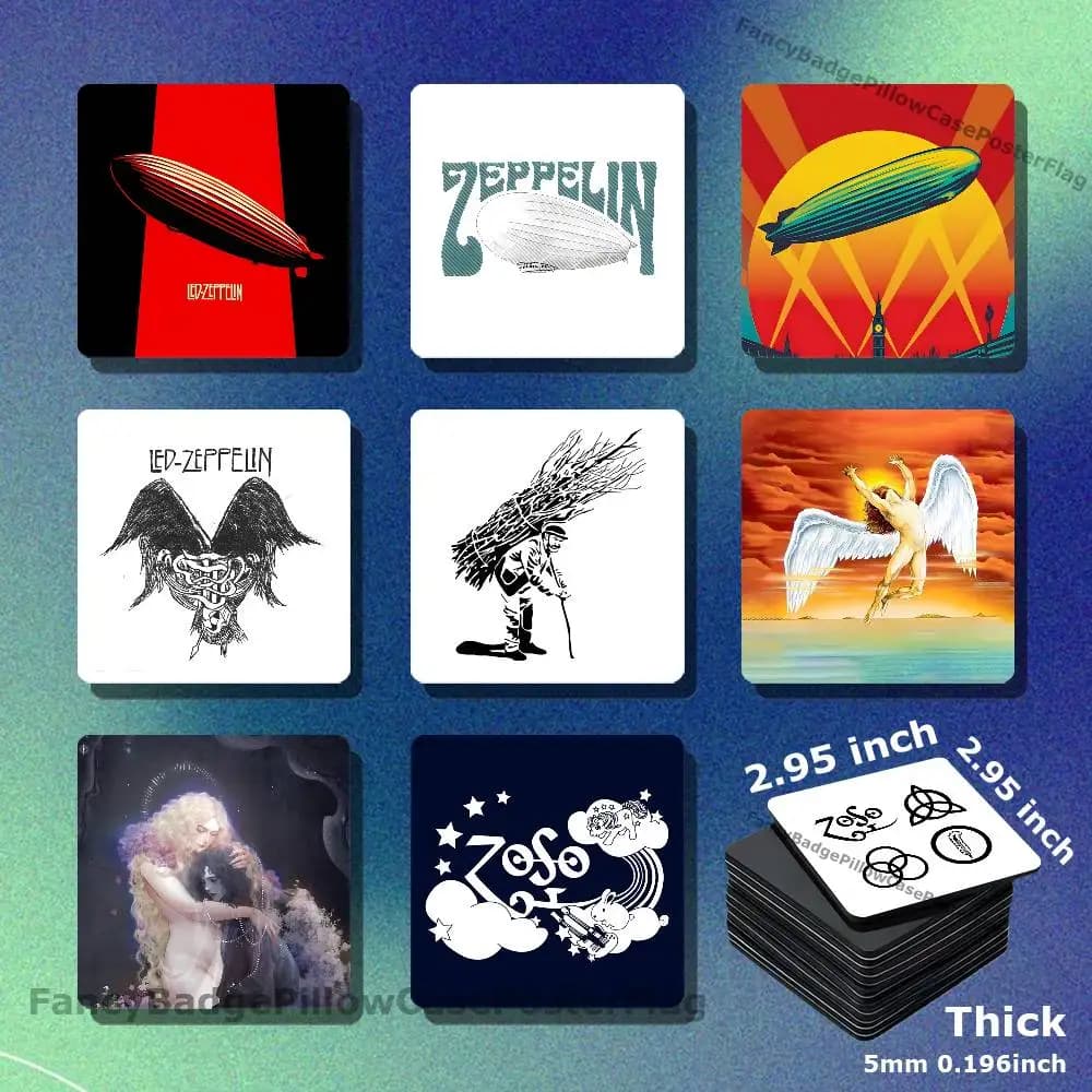 L-Led Coda Zeppelin Acrylic Refrigerator Magnets Square Tiles with Magnetic Sheets for Home Decoration