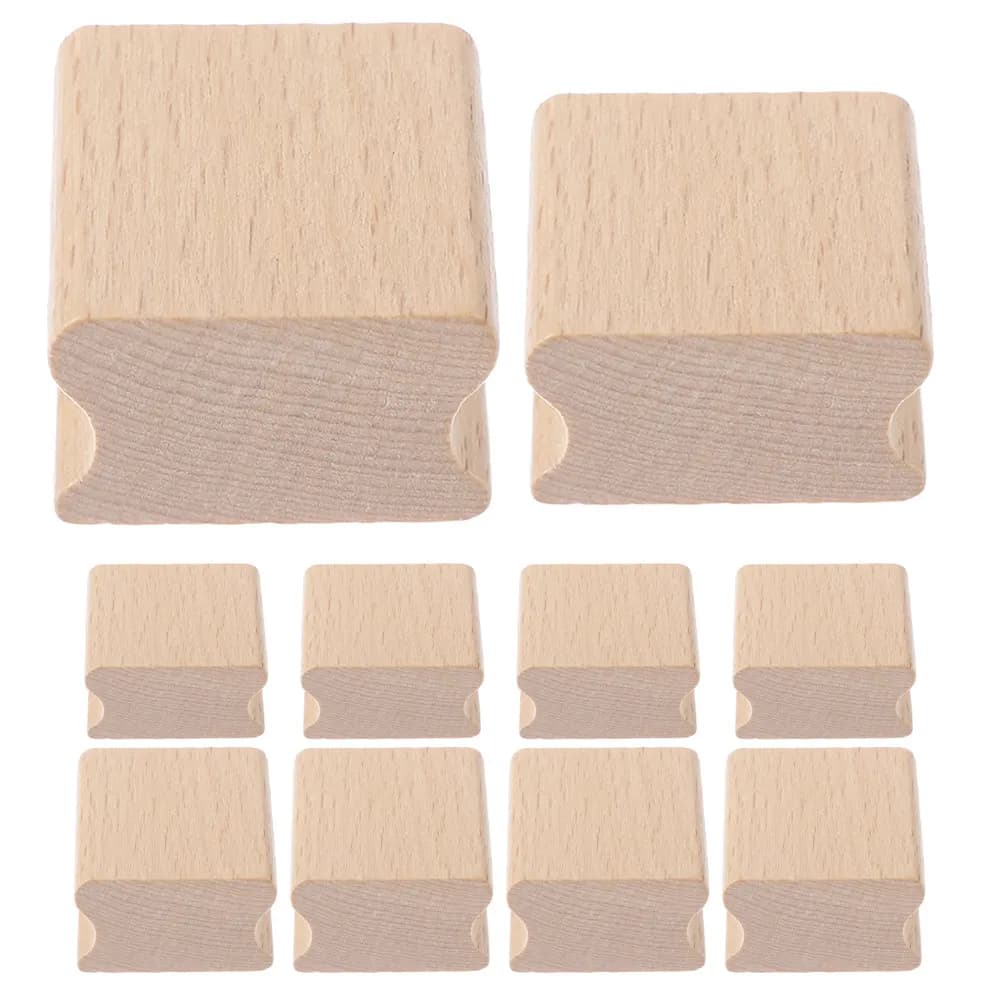 10 Pezzi Blocchi per Timbri in Legno Grezzo di Faggio Naturale con Design a Scanalatura Raffinata per Progetti Fai-da-Te, Sigillatura Documenti e Progetti Artistici