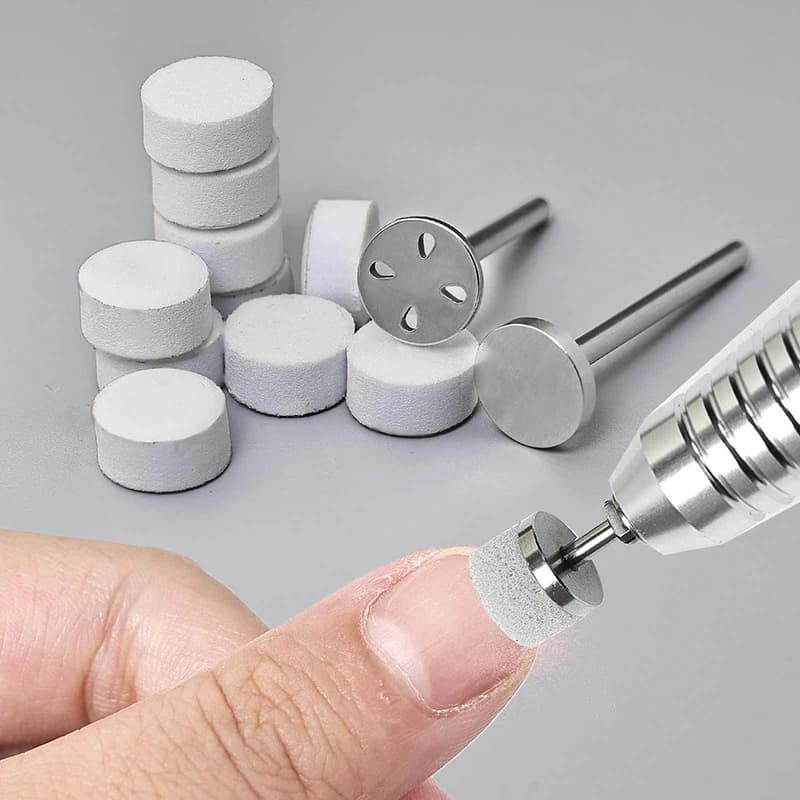 50Pcs 10mm Self Adhesive Sponge Polishing Pads Buffing Discs Nail Pedicure Tools