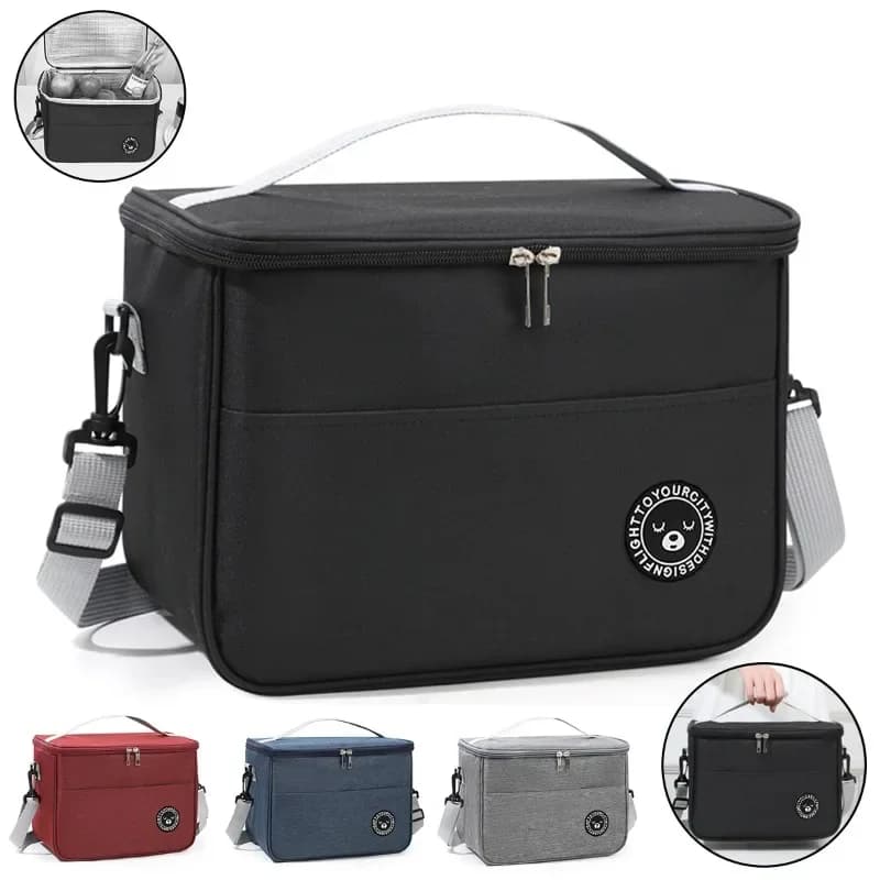 New Portable Lunch Bag Food Thermal Box Waterproof Office Cooler Lunchbox With Shoulder Strap Insulated Case Picnic Box