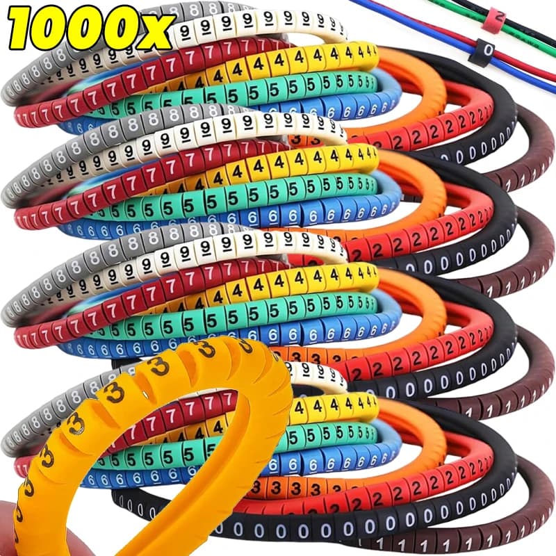 Set di Etichette Colorate in PVC per Cavi Numerati da 0 a 9, Strumento per Gestione e Identificazione di Cavi Elettrici