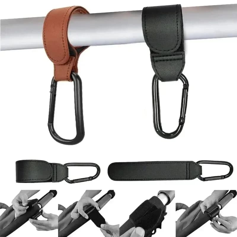 1/2/4pcs PU Leather Hook Stroller Hook Versatile Adjustable Hook For Stroller Organize Accessories Strong Bearing High Quality