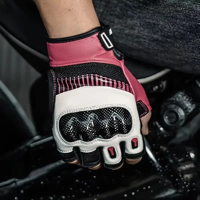 Motowolf Summer Half-Finger Vintage Leather Gloves Men's Fingerless Cycling Biker Riding Gloves with Motorcycle Accessories