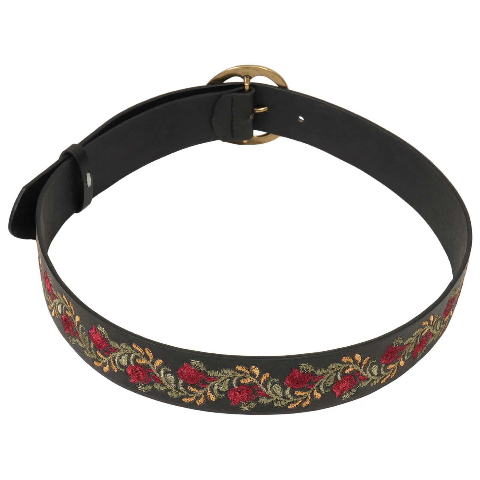 Cintura Larga Ricamata Floreale da Donna, Stile Boho Vintage, Regolabile in PU, per Vestiti, Jeans, Pantaloni, Gonne, Stile Country