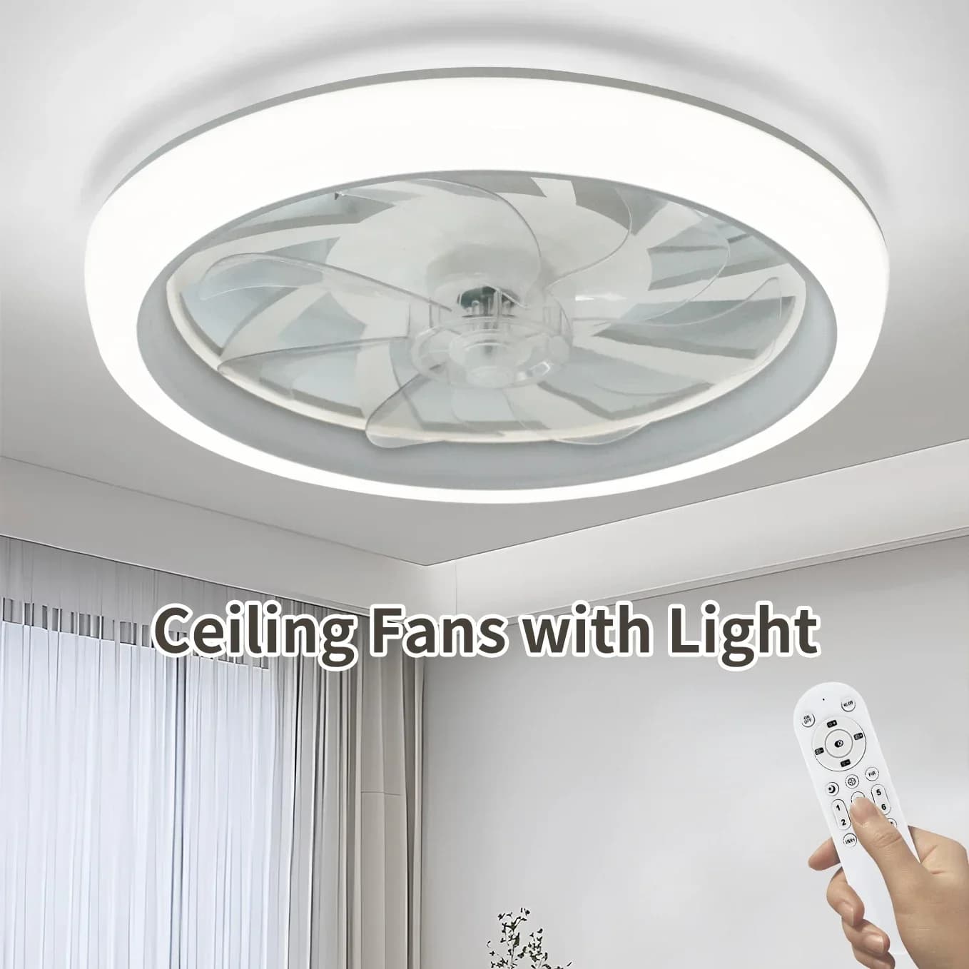 Ventilatore da soffitto con luci a LED e telecomando, lampada ventilatore elettrico, regolazione a 6 velocità, soggiorno, plafoniera per camera da letto domestica