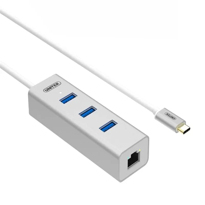Hub USB 3.1 Type-C a 3 porte con Fast Ethernet 10/100/1000Mbps, scheda di rete Gigabit LAN + 3 porte USB 3.0, chipset RTL8153, compatibile con WIN10