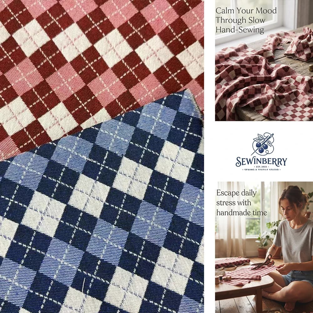 Argyle Plaid Woven Cotton Fabric Stress-Relief DIY Sewing Material For Dress Skirt Pillow Cover Patchwork Quilt Handcraft