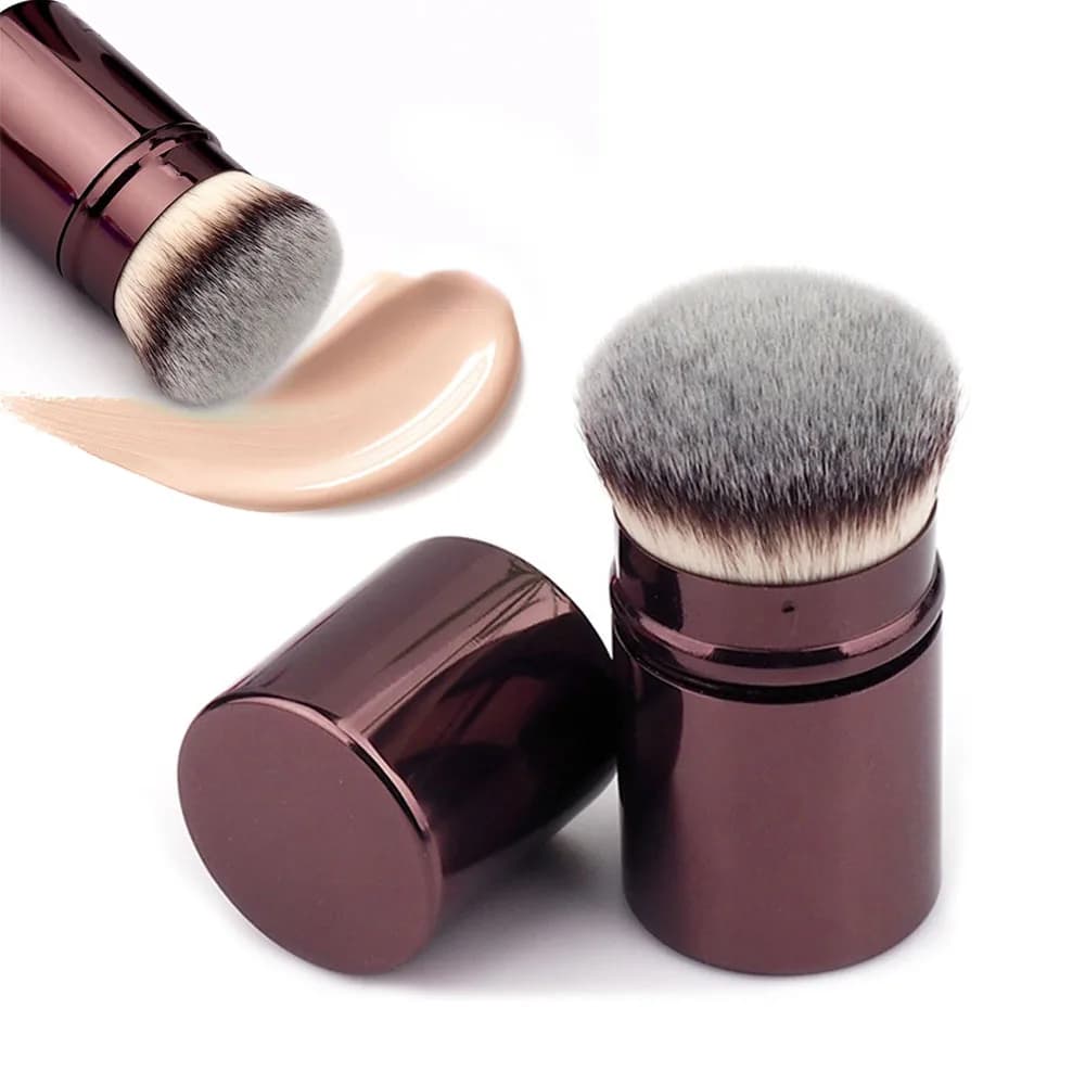 1 pz Pennello Kabuki Retrattile, Pennello Fondotinta Retrattile, Pennelli Trucco Portatili per Fondotinta, Cipria e Contouring