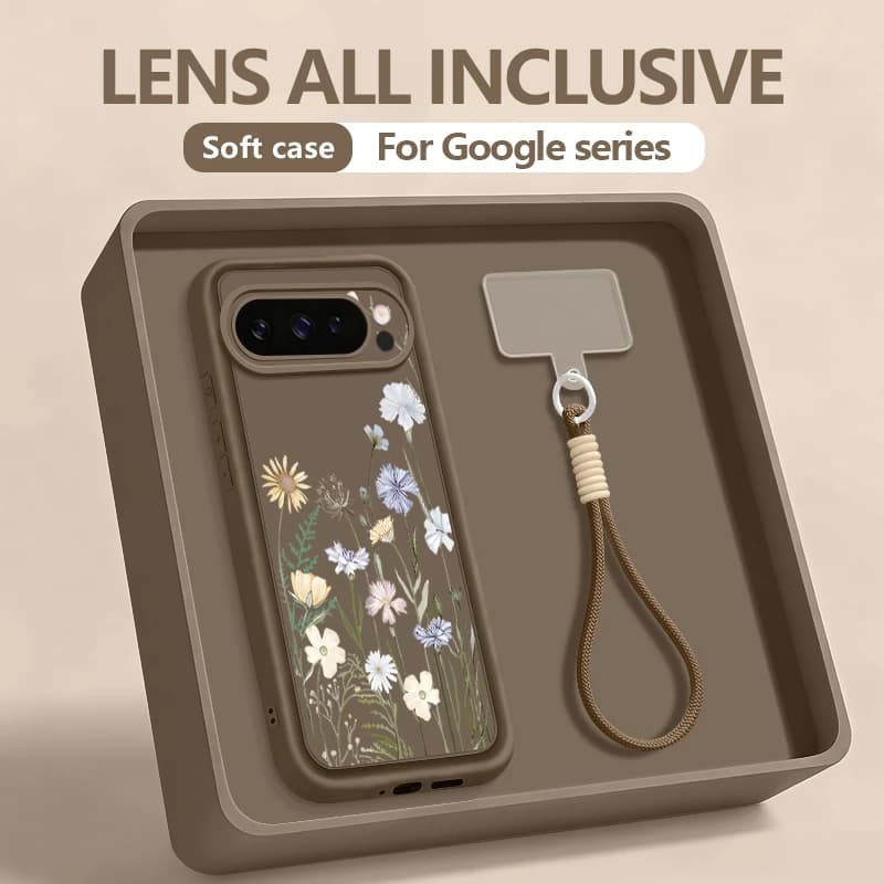 Custodia per telefono con cordino e motivo floreale per Google Pixel 10 9 8 7 Pro 9A 8A 7A Pixel 9 10 Pro XL, cover in silicone TPU con laccetto da polso