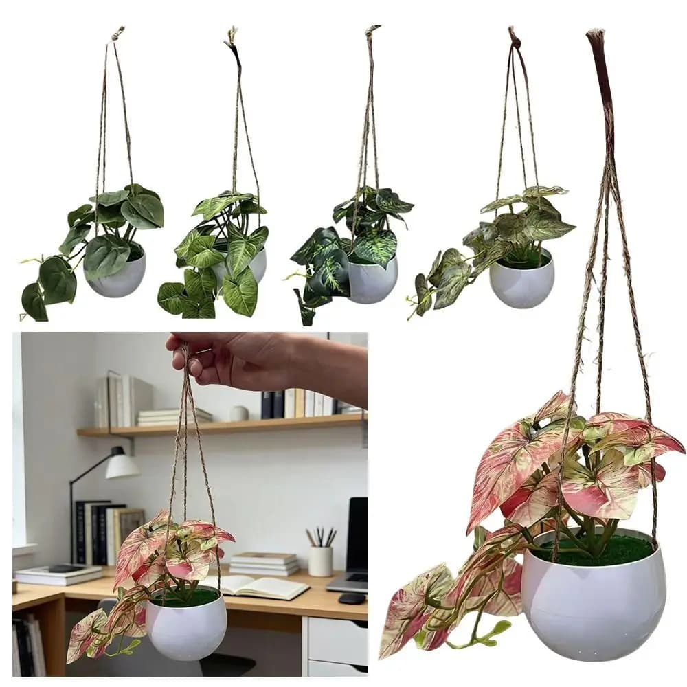 Green Artificial Grass Hanging Bonsai Hanging DIY Simulation Grass Flowerpotted Accessories Photo Props Simulated Plant