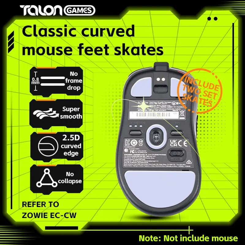 2 sets TALONGAMES Mouse Feet light grey Custom curved Edge Mouse Skates for Zowie EC1-CW / EC2-CW Gaming Mouse Feet replacement
