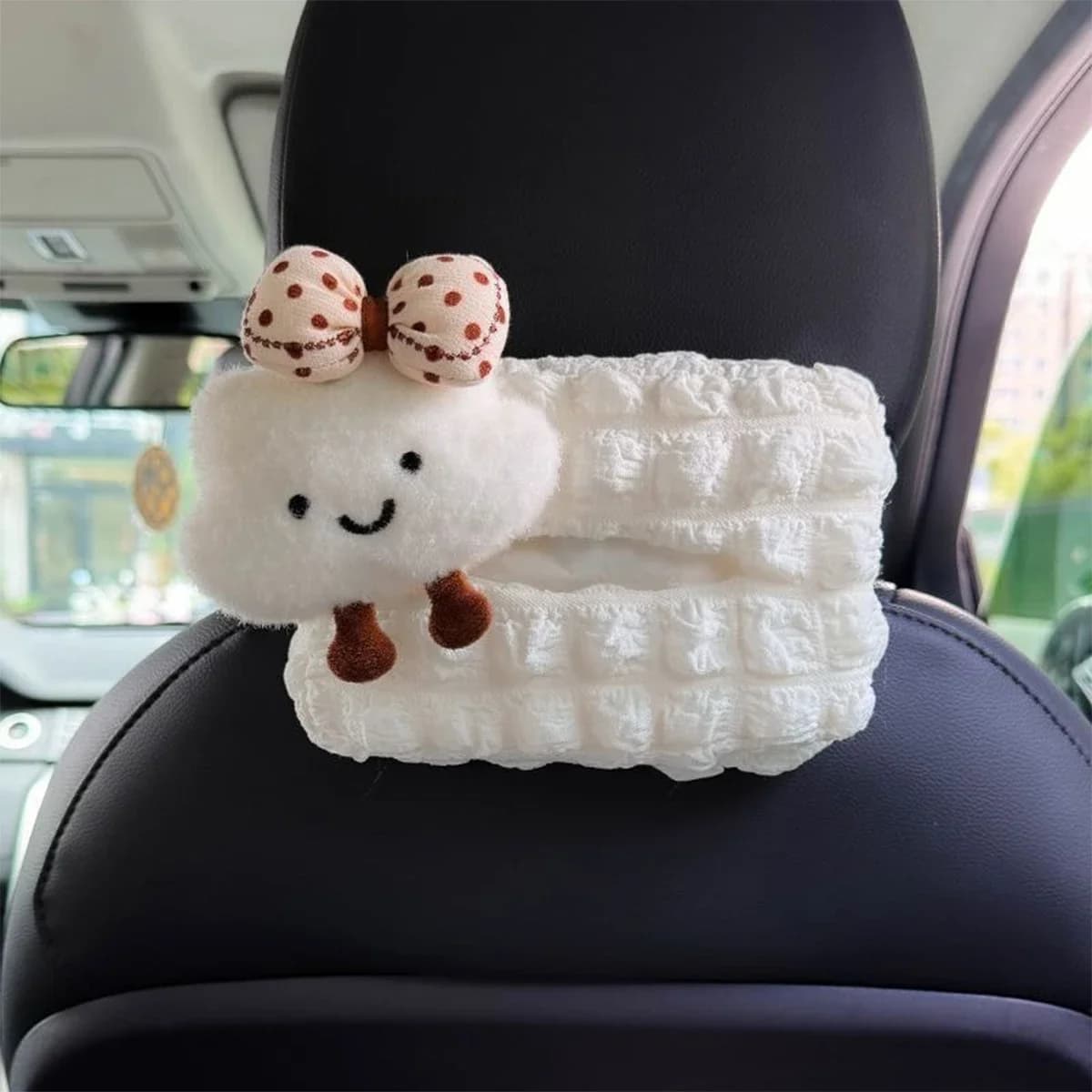 Car tissue box, armrest, paper holder, automatic hanging sleeping bag, back seat, headrest storage, cute cartoon hat cloud