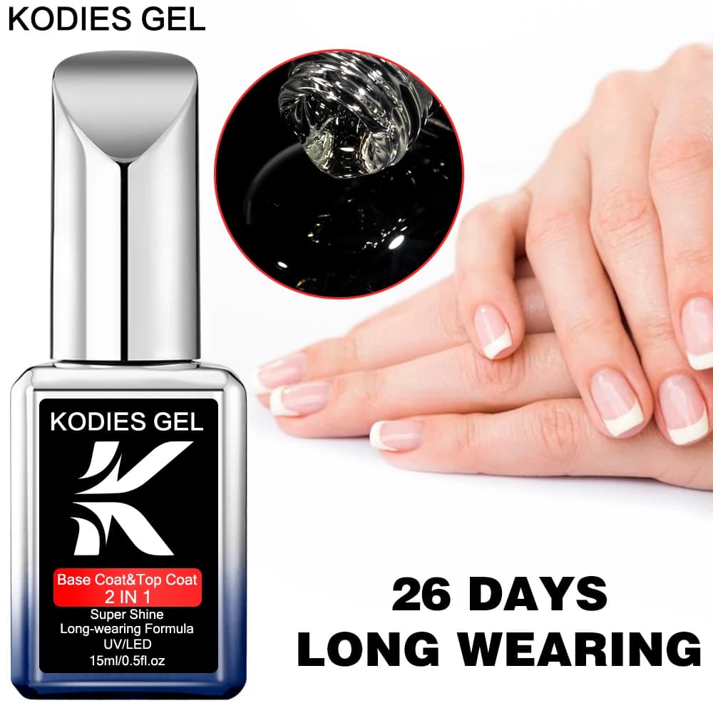 KODIES GEL New formula Base Coat Top Coat 2 IN 1 Super Shine Gel Nail Polish Finish Sealing Manicure Long-Term Nail Art Repair