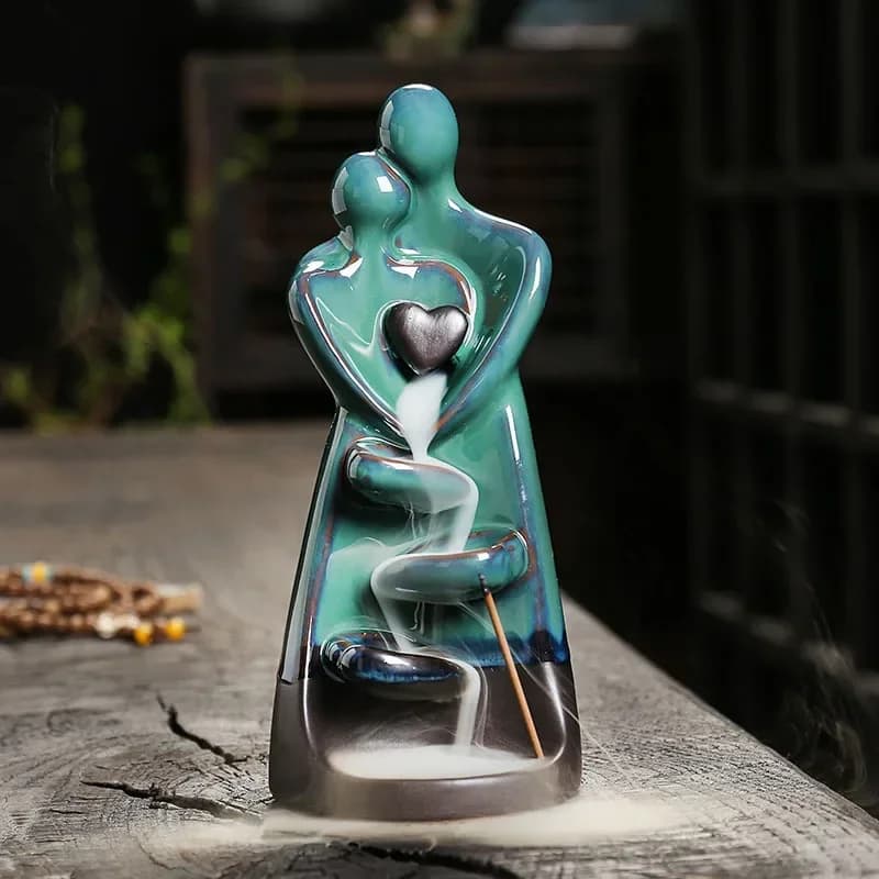 1 pz, artigianato in ceramica creativa per decorare la casa tipo amante bruciatore di incenso a riflusso incenso porta bastoncini (senza incenso)