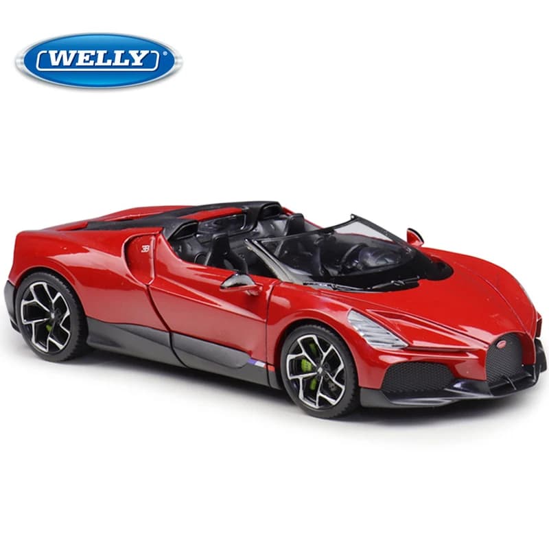 WELLY Car Model Bugatti W16 Mistral in Scala 1:24, Collection Gift for Passionate about Doors Openable