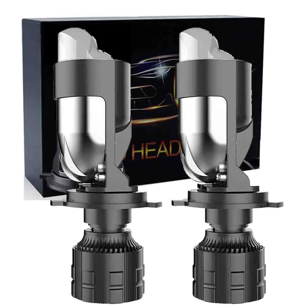 Lampadine LED H4 9003 HB2 con Mini Lente per Fari Auto e Moto, Doppio Proiettore LED 12V 24V