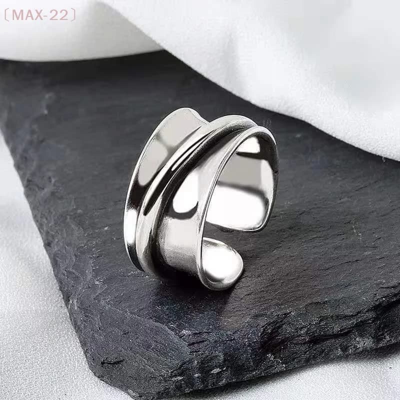 〔MAX-22〕Silver Color Engagement Rings For Women CouplesCreative Simple Geometric Handmade Party Jewelry Gifts