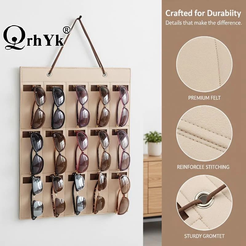 15 Grids Glasses Organizer Storage Wall Hanging Bag Multifunctional Foldable Sunglasses Eyeglass Container