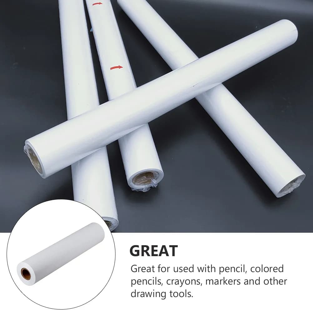 3 Rolls Sketch Paper Roll High Quality Eco Friendly Drawing Paper for Children Smooth Surface Ideal for Pencils Markers Crayons