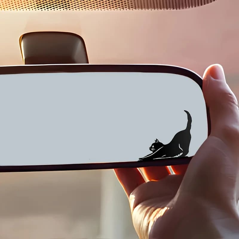 4PCS/SET Black Yoga Cat Vinyl Stickers - 2.9x3.5cm Waterproof Cute Pet-Themed Decor for Car Laptop