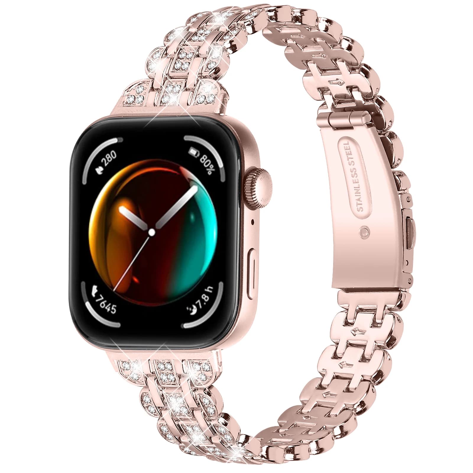 Flower-shaped stainless steel bracelet with diamonds for Huawei Watch Fit 3, men's and women's bracelet, Huawei Fit 4 strap.