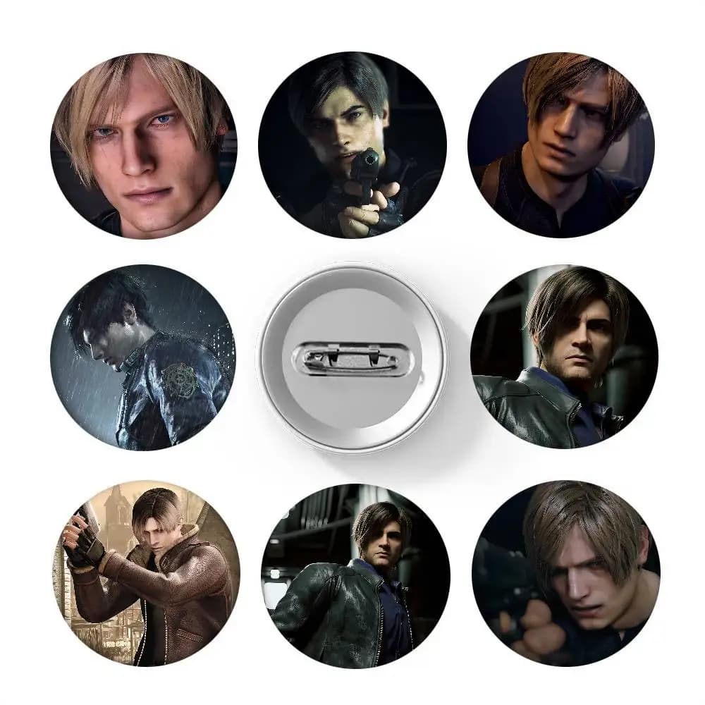 Game R-Resident Evil Leon S. Kennedy Round Badge Creative Brooch Clothing Backpack Accessories Lapel Pin