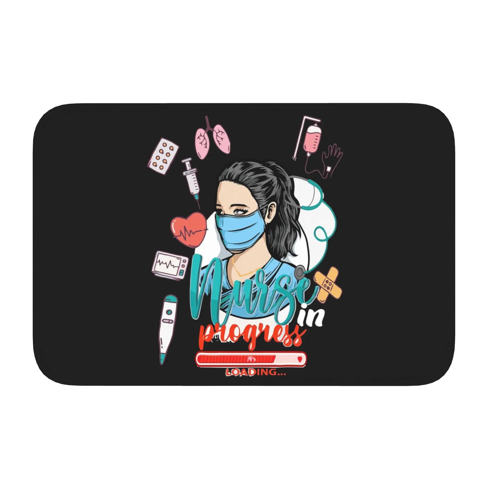 Tappetino tipografico con stampa 'Medical Nurse in Progress', resistente, per cucina, ingresso, casa, bagno, tappetino per pavimento.