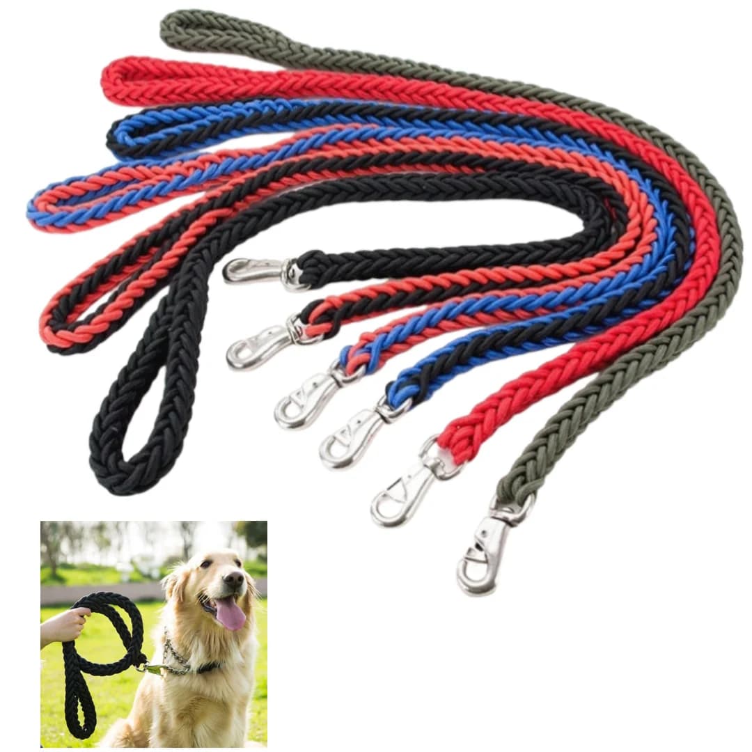 Corda di trazione per guinzaglio per cani di grandi dimensioni intrecciato in nylon resistente per Bulldog Rottweiler Hound Animali domestici che camminano accessori di piombo a mano spessa
