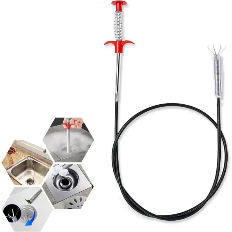 200/160/90/60cm Kitchen Sink Cleaning Pipe Plunger and Sinks Sewer Toilet Unclogging with Grab Handle Four-jaw Pickup Unblocker