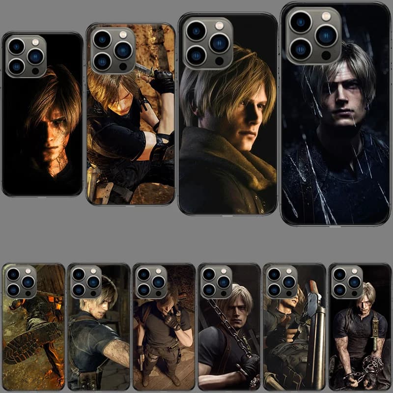 Custodia per telefono Leon Kennedy Resident Evil 4 per iPhone 16E 15 Pro 14 Plus 17E 16 17 Pro Max Air 11 12 13 Mini antiurto con taglio preciso