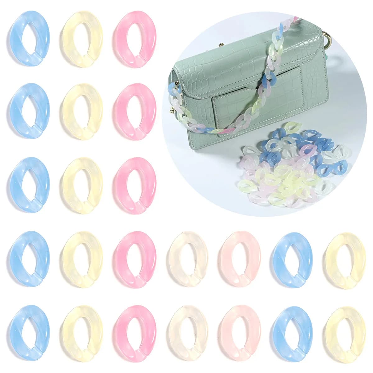 50 pz/lotto Acrilico Intrecciato Catena Collegamenti di Caramella Colorato Braccialetto Connettore Catenacci Per FAI DA TE Fatti A Mano Squisiti Orecchini Accessori
