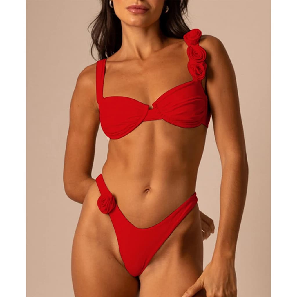 Women's Sexy Push-Up 2026 Bikini, Women's Swimwear Red, Micro Bikini Set, Beach Clothing, Brazilian Biquini Solid Color