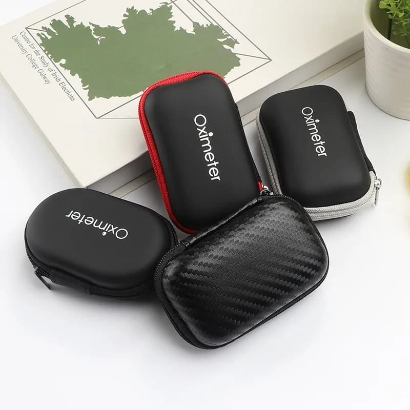 AIQUE 1Pc Oximeter Storage Bag for Finger Pulse Oximeter Reasonable Design Strong Space Protective Cover Zipper Hard Bracket Bag
