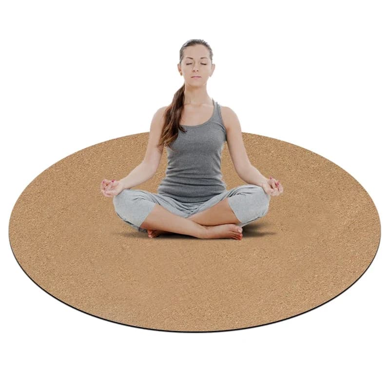 Customized Large Round Circle Yoga Cork Mat in Non-toxic Organic Natural Rubber 140 cm 4.5 mm for Premium Meditation