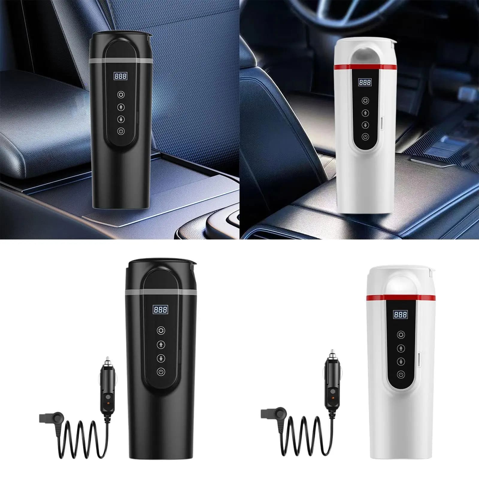 12V 24V Car Heated Travel Mug Insulated Cup Warmer Stainless Steel Car Heating Cup Car Electric Kettle for Tea Beverage Work