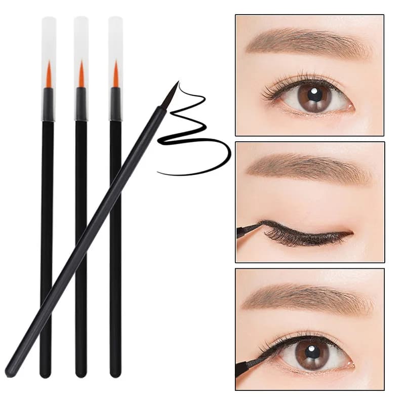 50 Pennelli Monouso per Eyeliner con Punta in Fibra Fine e Cappuccio, Applicatore di Precisione per Trucco Professionale