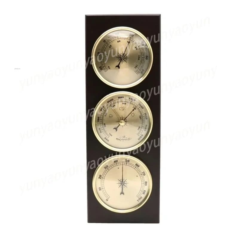 Wall Mounted Household Barometer Thermometer with Wooden Frame Base Hygrometer Weather Station Hanging No Battery Required
