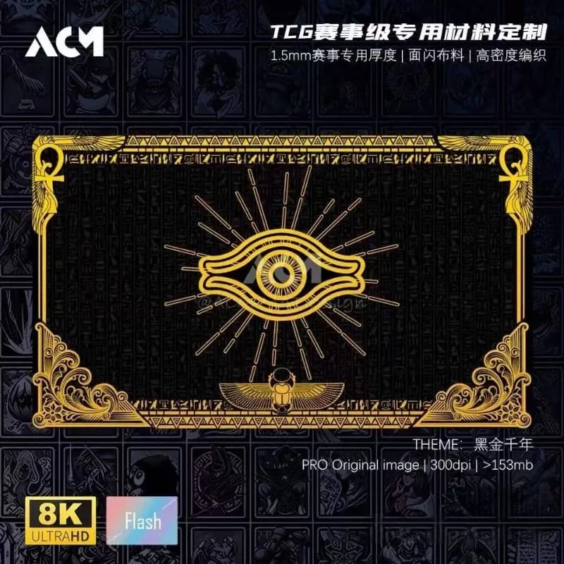 Yu-Gi-Oh! Nero Oro Millennium Serie Face Flash Singolo Playmat 600x350x1.5mm Modello Egiziano Design Gomma Gioco Da Tavolo Zerbino Giocattolo