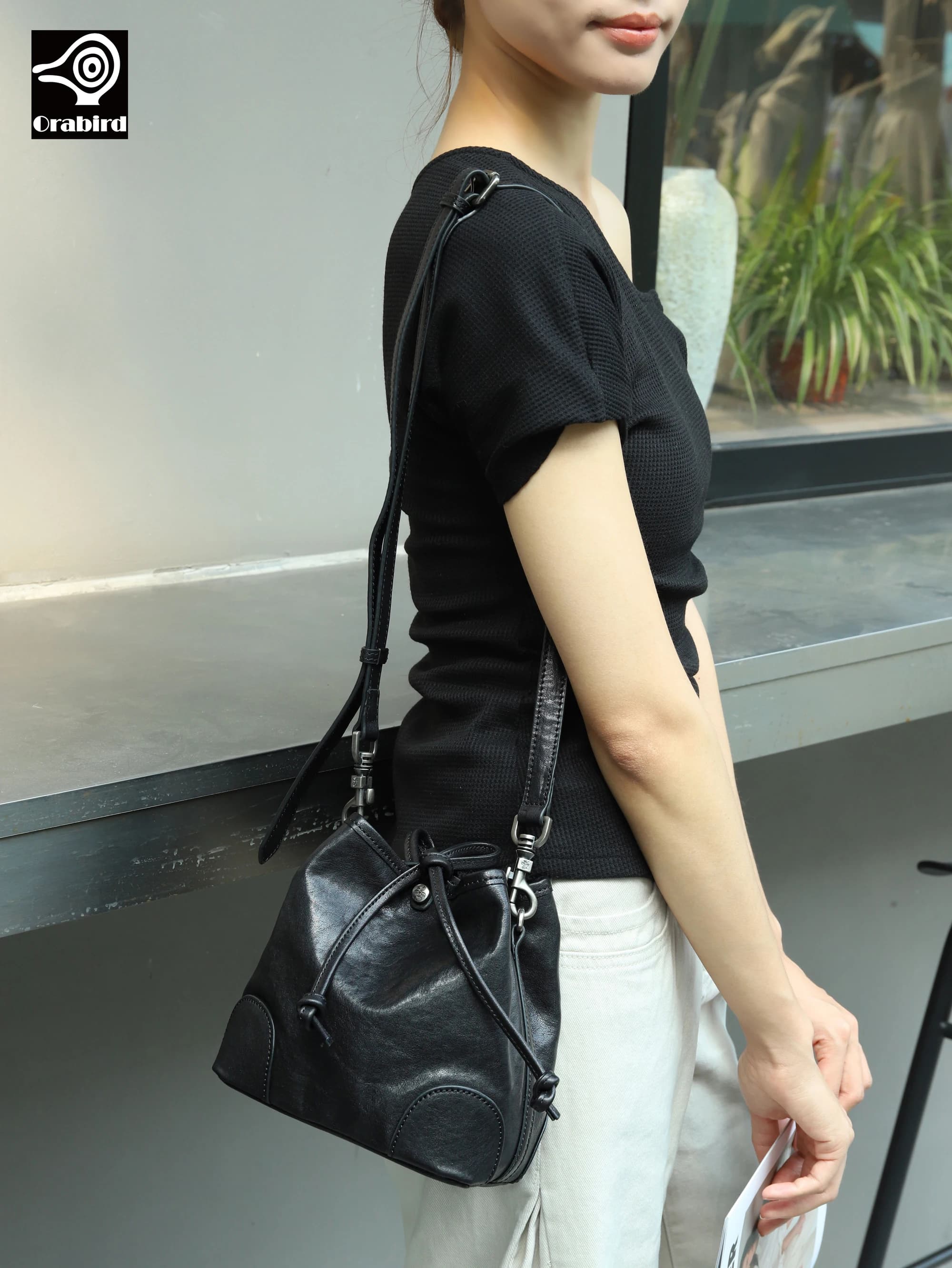 Borsa a secchiello di lusso da donna Orabird 2026 in vera pelle bovina, borsa a tracolla alla moda da donna