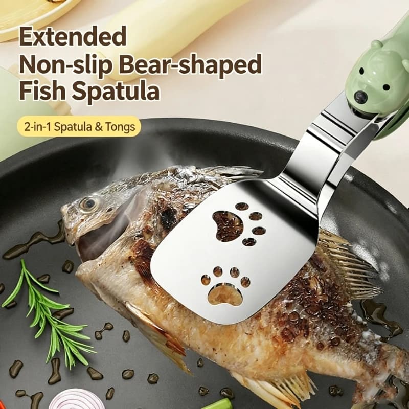 Clip per friggere il pesce per uso domestico, in acciaio inossidabile, portatile, multiuso, con funzione doppia di clip e paletta per padella