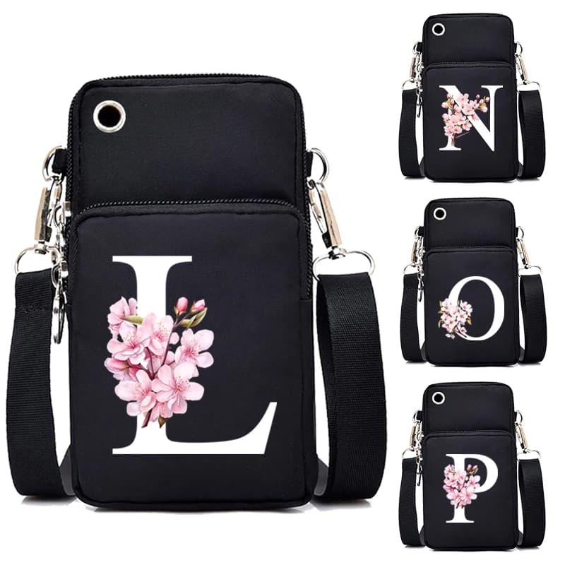 Sakura Alphabet Graphics Small Handbags Fashion Women's Fashion Floral Letters Cell Phone Bag Shoulder Bag Women's Bag