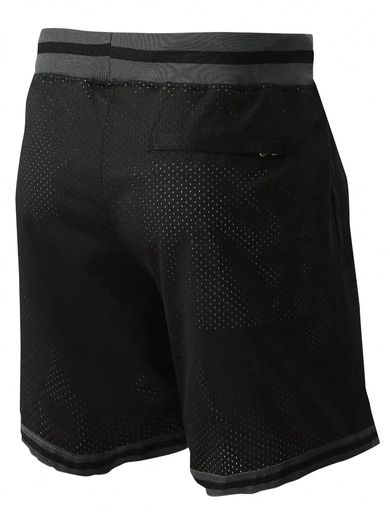 Pantaloncini da basket neri da uomo con ricamo Chicago 23 e tasca con cerniera