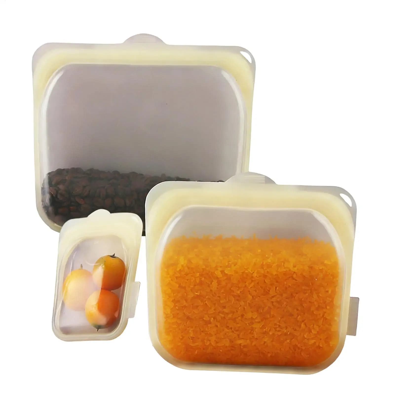 Sacchetti riutilizzabili per congelatore, 3 pezzi, sacchetti in silicone per conservare snack, lavabili in lavastoviglie, per la preparazione dei pasti, pranzo, viaggi, frigorifero, carne