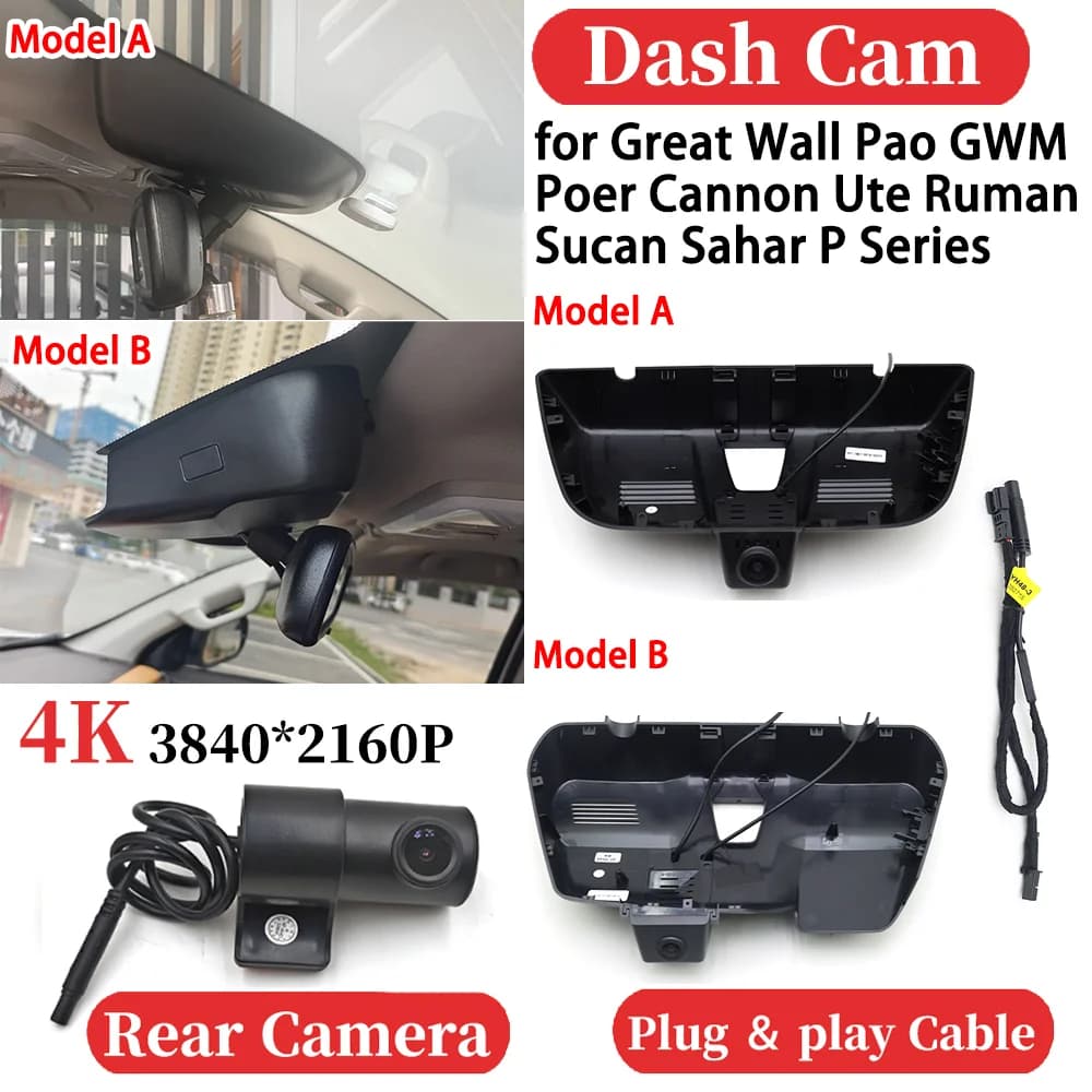 ZJCGO for Great Wall Pao GWM Poer Cannon Ute Ruman Sucan Sahar Car Series 4K Video Recorder DVR Dash Cam Dash