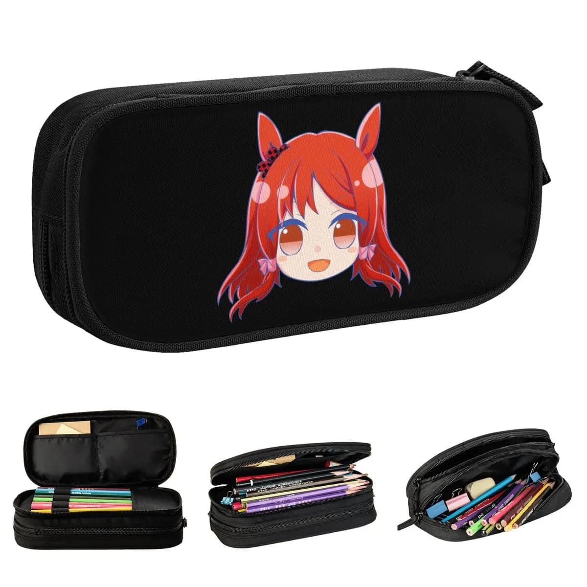 Anime Uma Musume Pretty Derby Astucci per matite Astuccio portapenne per borse per studenti Accessori per la scuola con cerniera per studenti