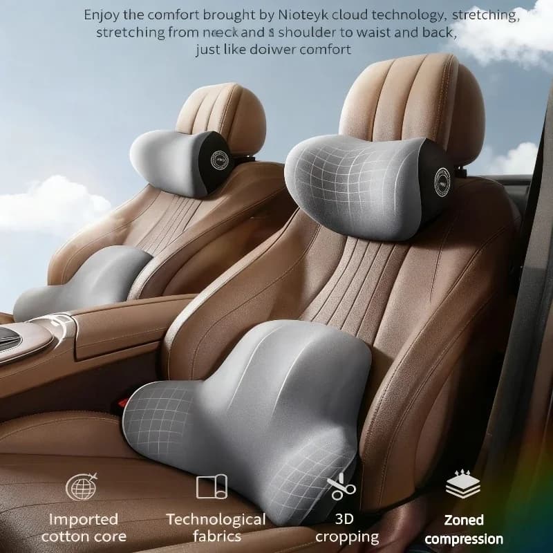 Cuscino di Supporto Lombare e Poggiatesta in Memory Foam per Auto, Protezione Ergonomica per il Collo, Accessorio Universale per Veicoli