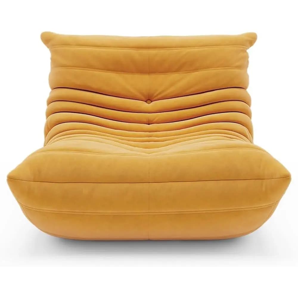 Poltrona Sacco di Lusso con Rivestimento in Tessuto Scamosciato Giallo, Divano Comodo e Morbido per Soggiorno, Camera da Letto, Ufficio o Zona Relax