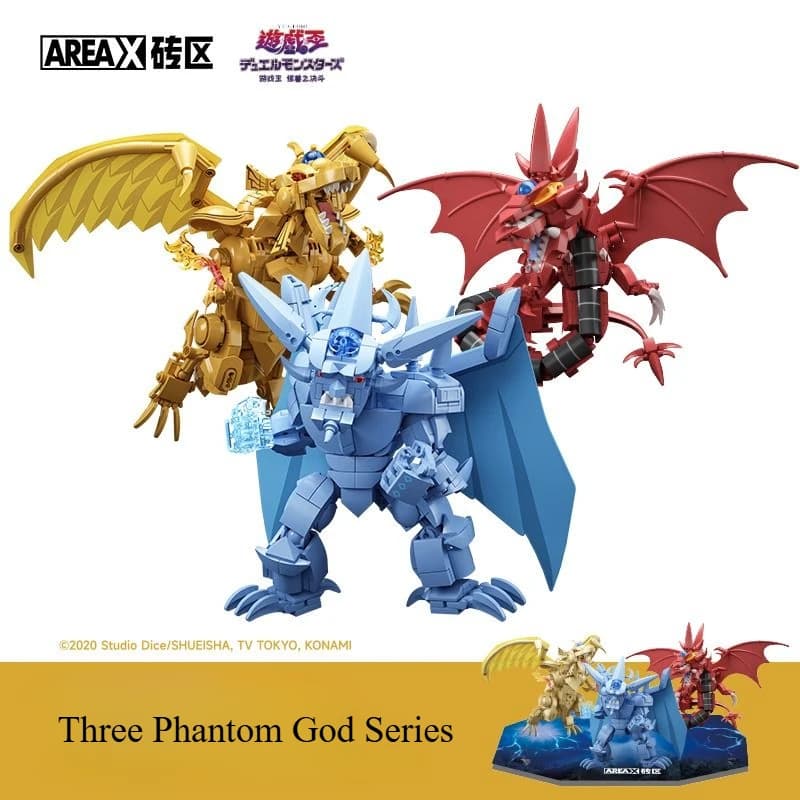 AREAX Yu Gi Oh Building Block Gioco Re Tre Illusioni Dio Puzzle Modello di assemblaggio Ornamento Regalo di compleanno per bambini